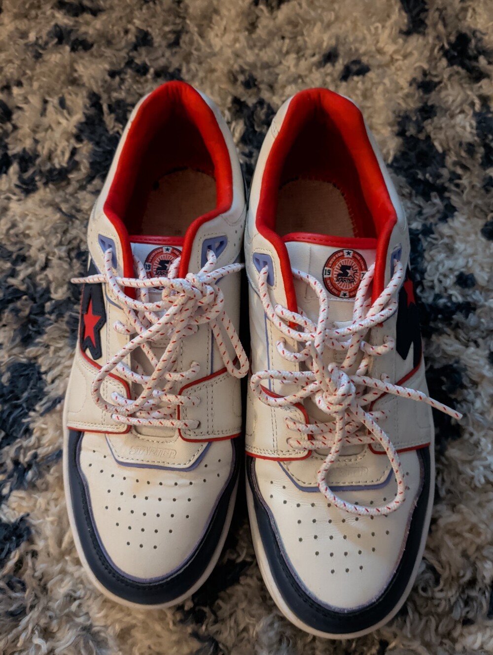 Men's Res White And Blue Color block Starter Shoes